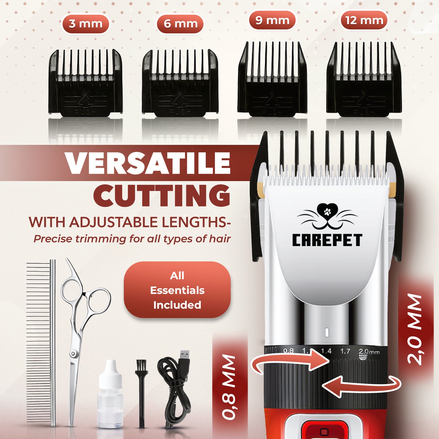 CarePet® Professionelle Schermaschine für Hunde und Katzen
