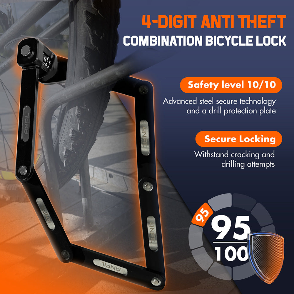 ANFIL® Faltbares Fahrradschloss mit Kombinationssicherung – anfilsolar