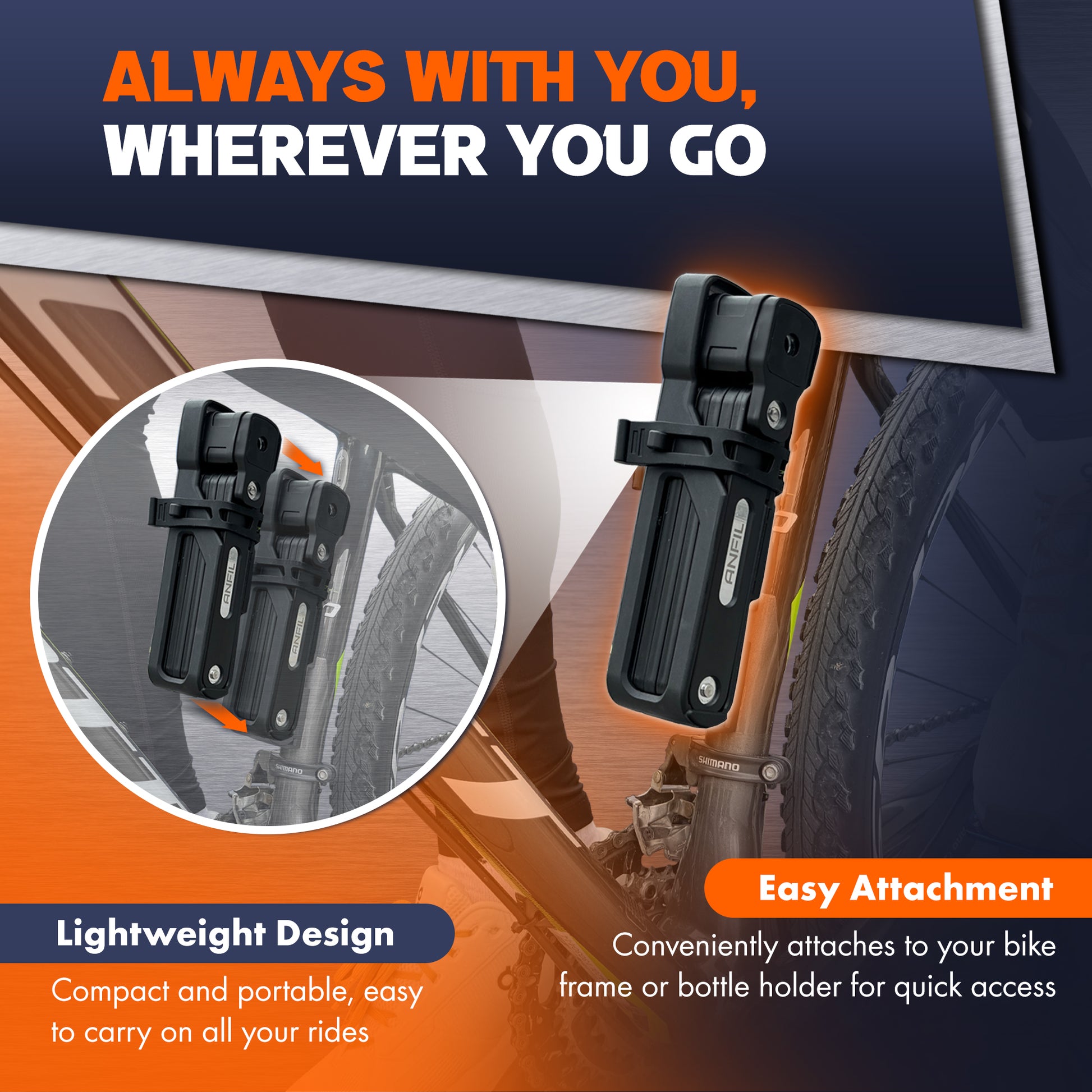 ANFIL® Folding Bike Lock with Keys Lightweight and Portable