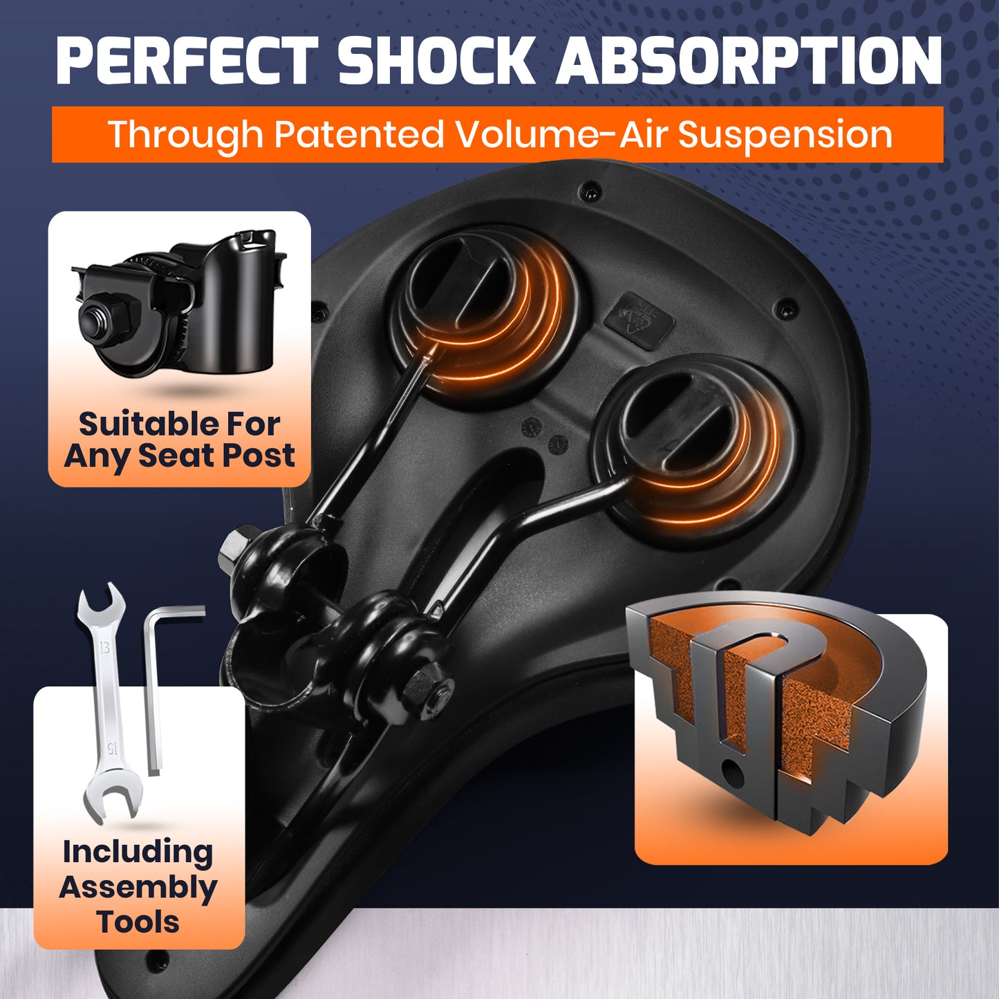 ANFIL Padded Bicycle Seat – Ergonomic Gel Saddle for Men and Women – Comfortable, Soft, Shock-Absorbing & Breathable – For MTB, Road, City & Exercise Bikes – Waterproof Memory Foam Design