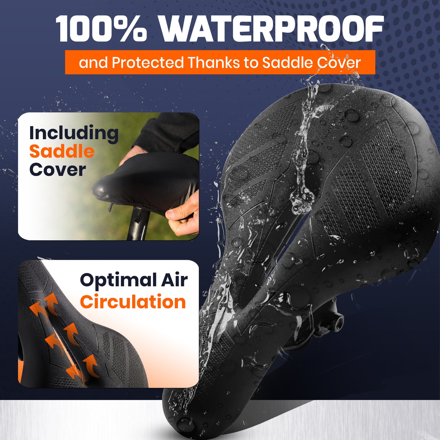 ANFIL Padded Bicycle Seat – Ergonomic Gel Saddle for Men and Women – Comfortable, Soft, Shock-Absorbing & Breathable – For MTB, Road, City & Exercise Bikes – Waterproof Memory Foam Design