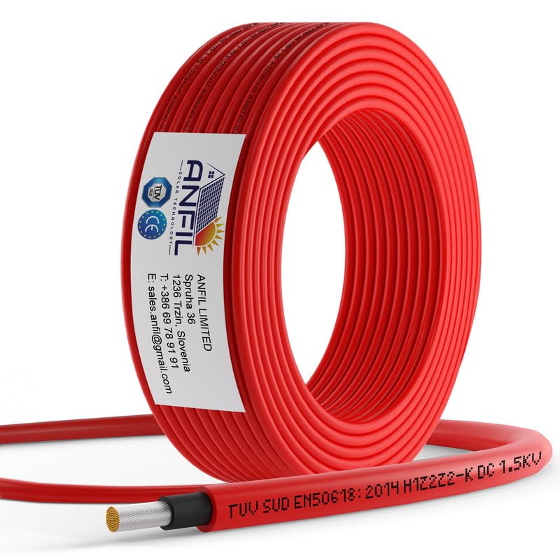 Hot selling 20/roll 4mm2/6mm2(12 AWG/10AWG) PV Cable wire red and black  Copper conductor XLPE jacket WithTUV Approval